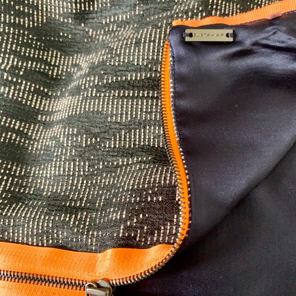 SOLD- Elie Tahari Marina Abstract Gray Jacquard Sheath Orange green Accent Dress - Picture 15 of 16